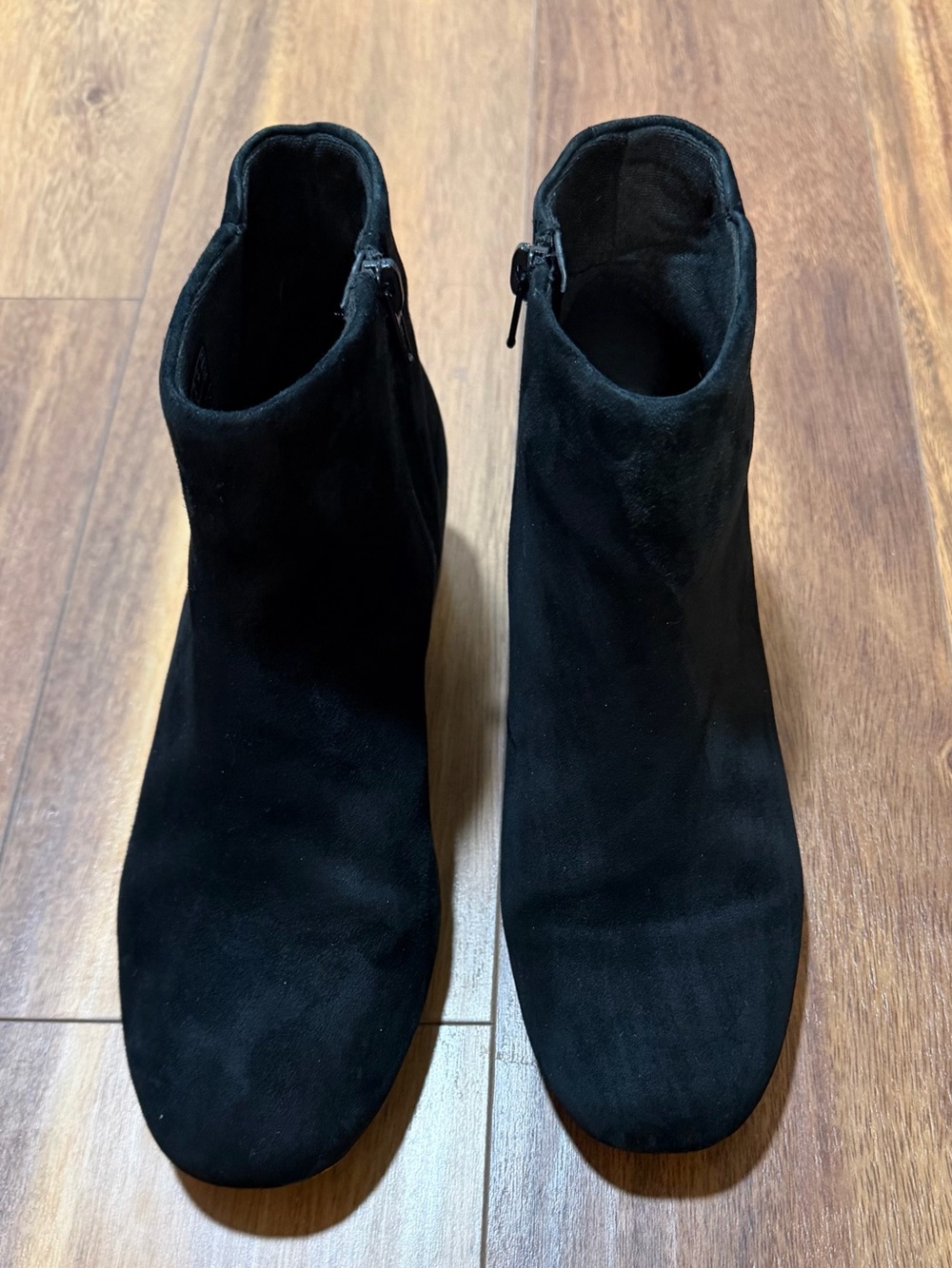Clarks Black Suede Ankle Booties with Side Zip